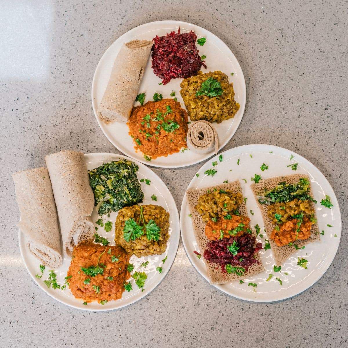 Injera Beyaynetu Platter